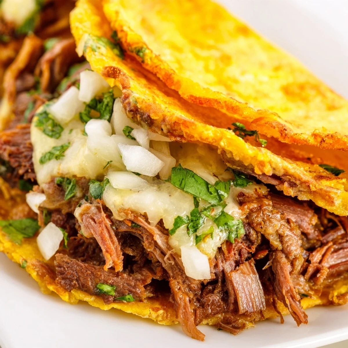 Juicy shredded beef fills charred corn tortillas in this Slow Cooker Beef Birria Tacos recipe, paired with a side of aromatic consommé and fresh lime wedges.