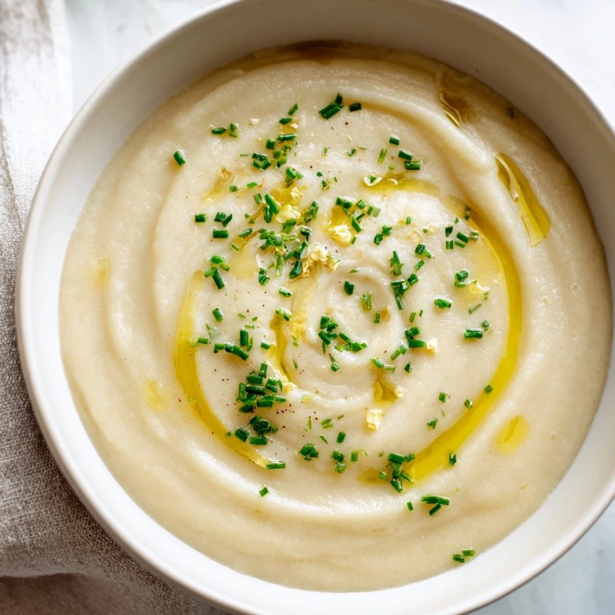 Hearty roasted parsnip and garlic soup served with crusty bread for dipping, perfect for cozy dinners.