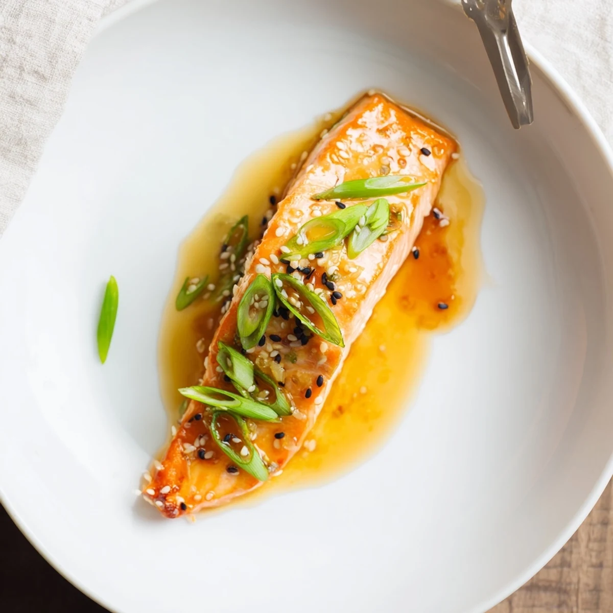 Tender Baked Salmon with Orange Ginger Glaze served over steamed rice, with a side of roasted vegetables for a healthy meal.