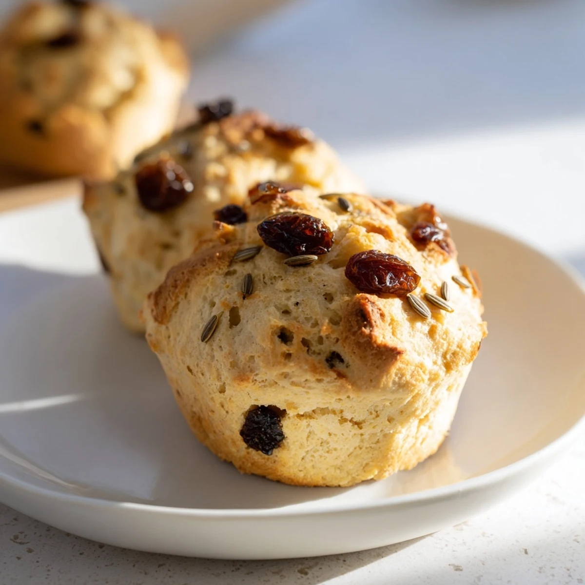 Mini Irish Soda Bread Muffins served warm with Irish butter and jam on the side.