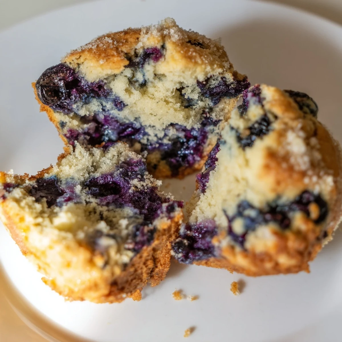 Blueberry Protein Muffins with Greek Yogurt displayed on a cooling rack, moist and bursting with fresh blueberries and a hint of vanilla.