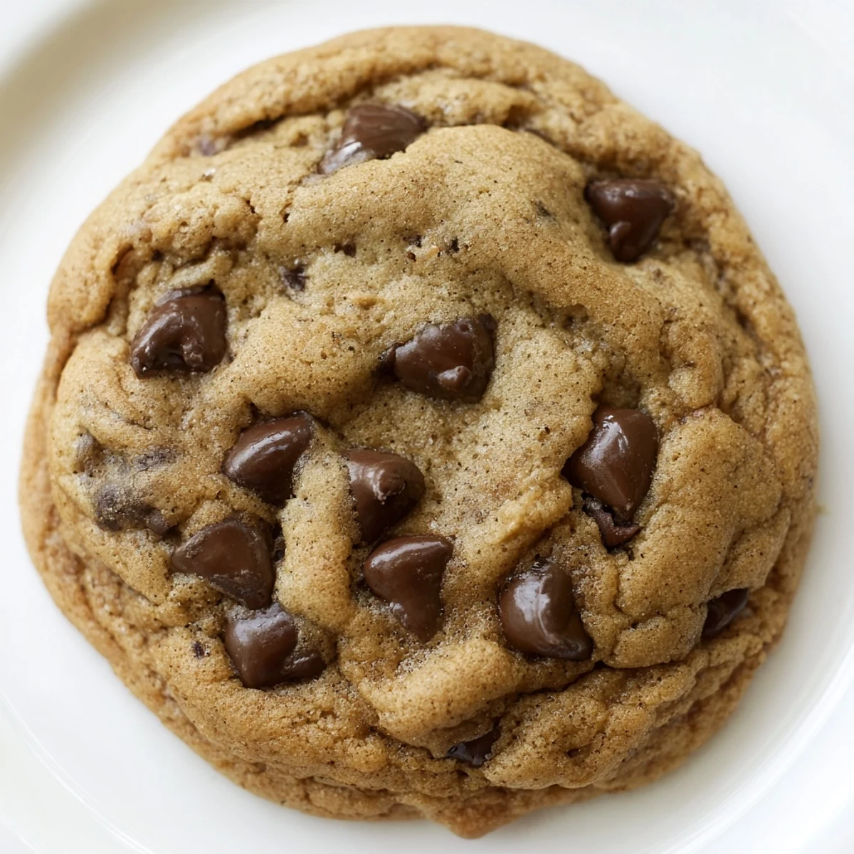 A close-up of golden-brown Chai Spiced Chocolate Chip Cookies with melty chocolate pools and warm spice flecks.