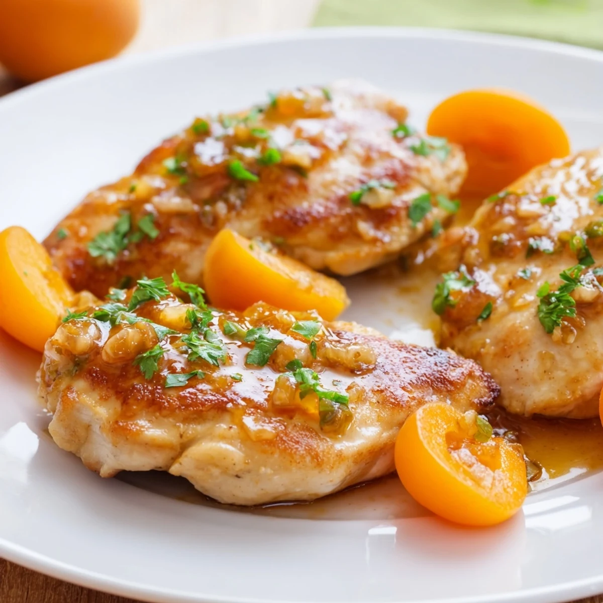Classic Apricot Chicken simmering in a glossy, sweet-and-tangy sauce inside a cast iron skillet, perfect for a family dinner.