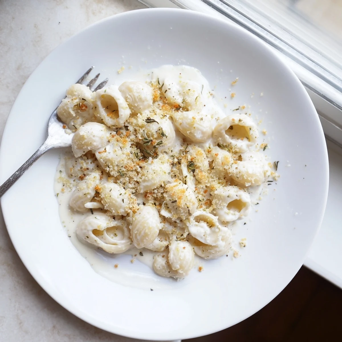 Golden baked Boursin mac and cheese featuring herbed cheese and sharp cheddar sauce