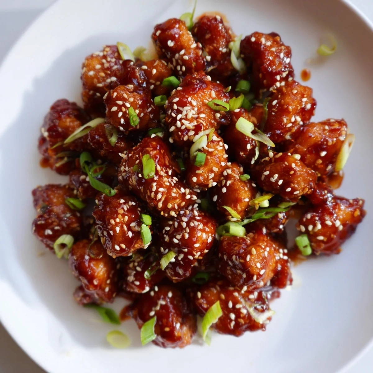 Tender bite-sized chicken thighs coated in glossy sweet and spicy chili sauce, served over fluffy steamed jasmine rice