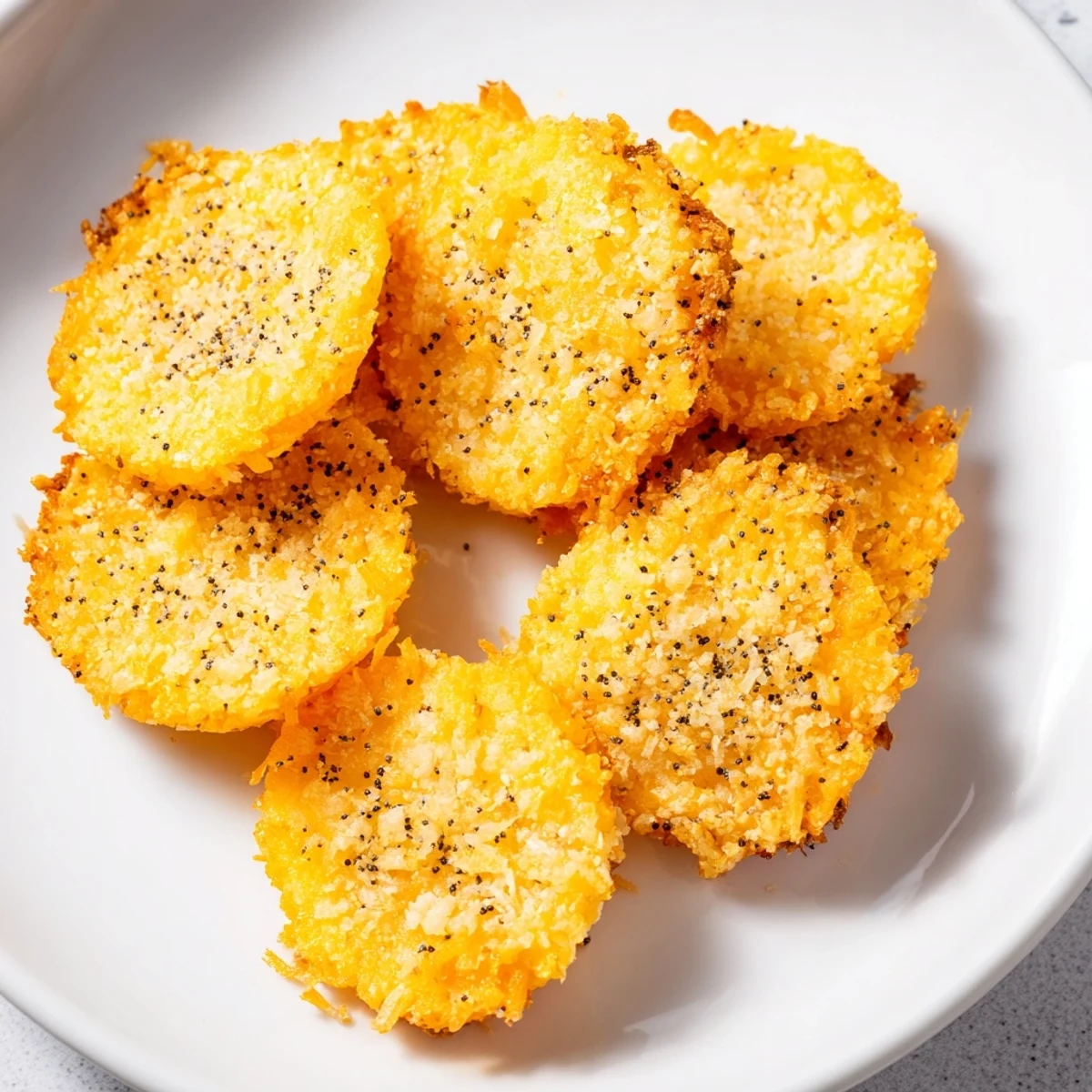 Buttery sharp cheddar cheese coins stacked on a rustic wooden board, perfect for party appetizers