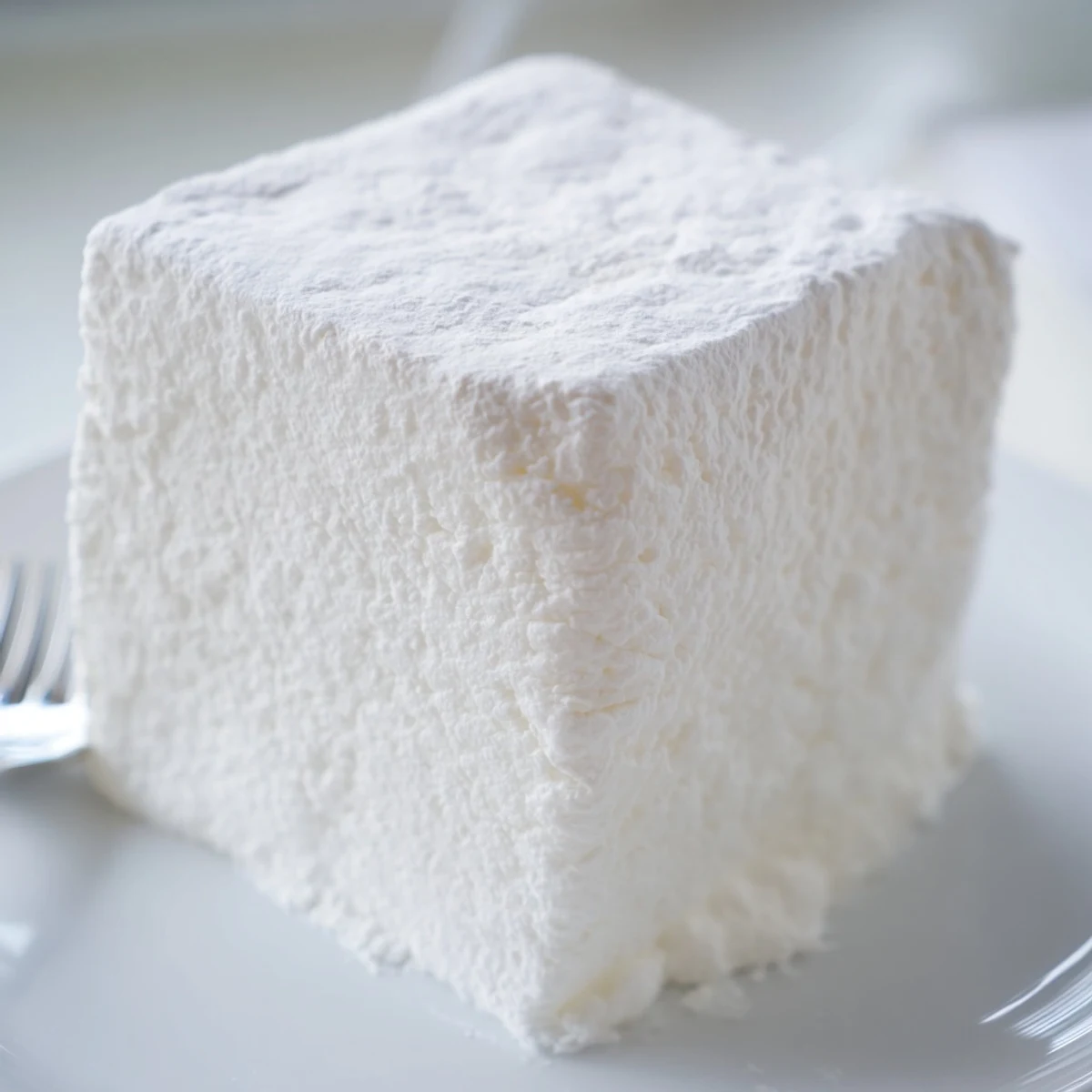 Handmade marshmallows being whipped in a stand mixer until glossy and tripled in volume
