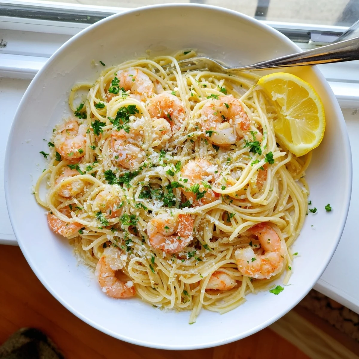 Classic Italian-American shrimp scampi pasta with plump shrimp and silky garlic lemon butter sauce