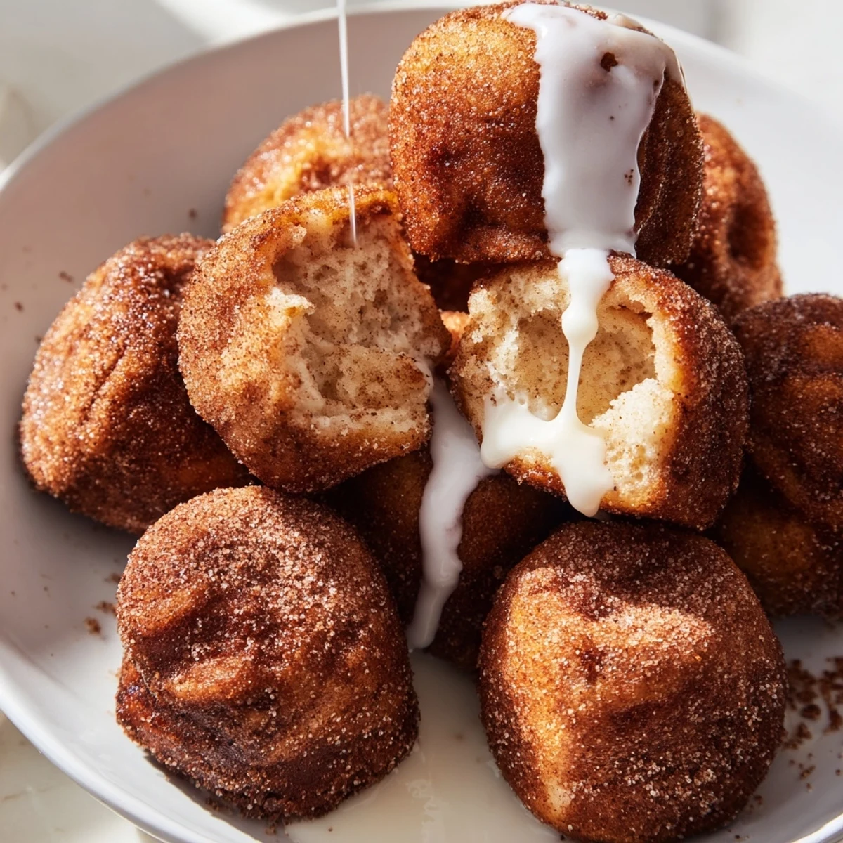 Golden high protein no sugar monkey bread with cinnamon coating in bundt pan