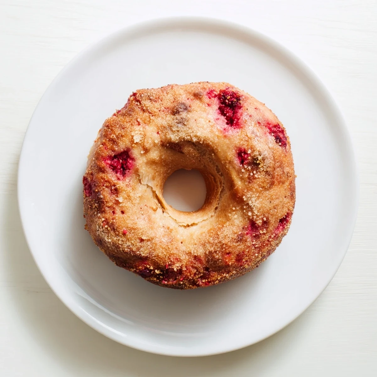 Golden raspberry sourdough bagels fresh from the oven with juicy berry centers