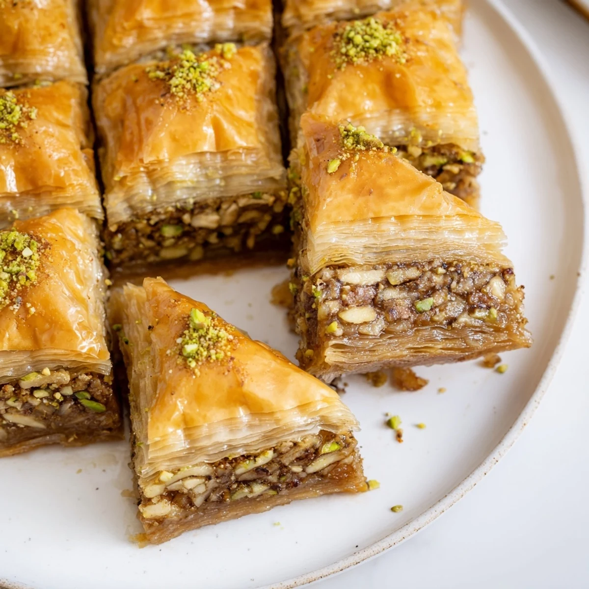 Bosnian baklava layered pastry showcasing crisp phyllo sheets and spiced walnut filling close-up