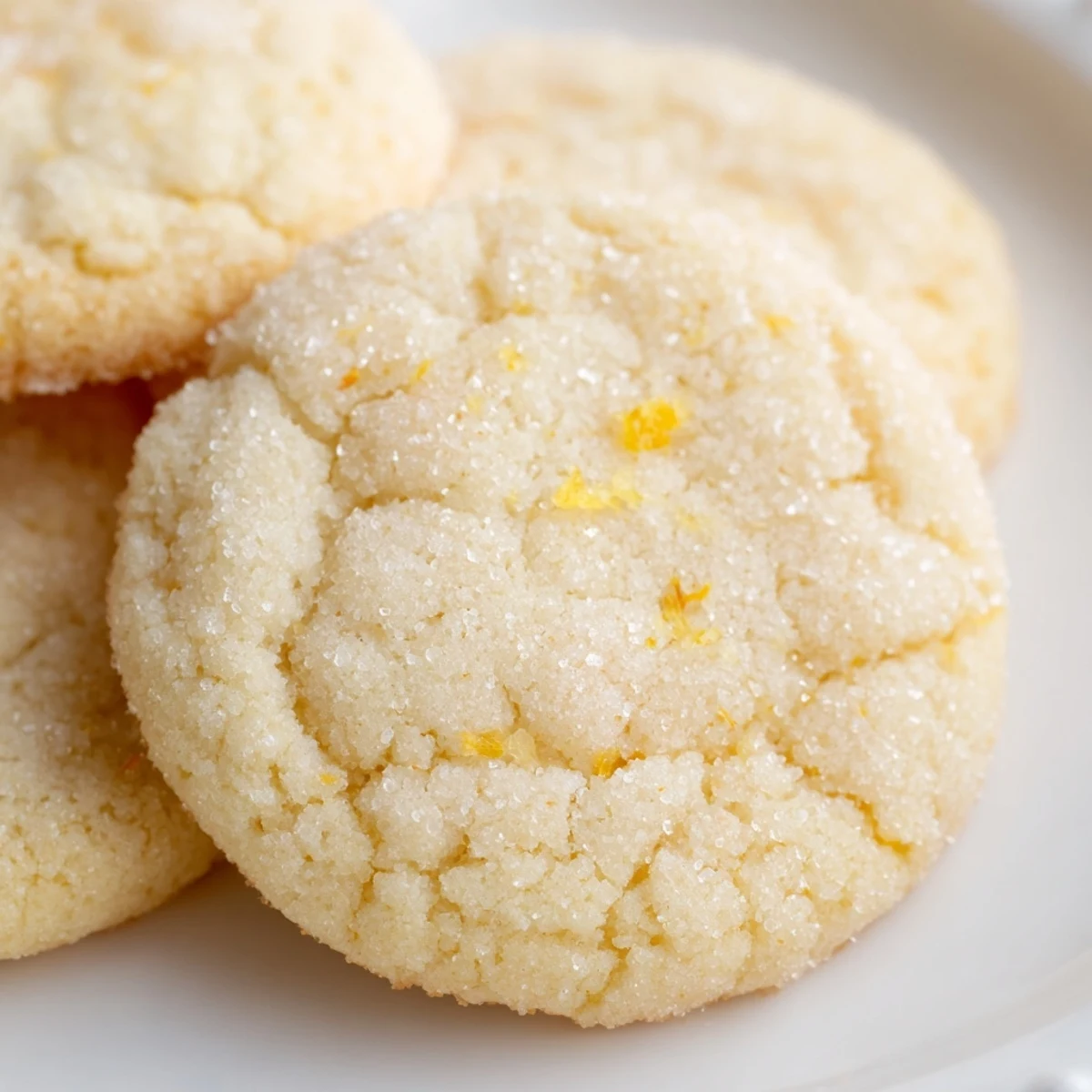 Chewy lemon sugar cookies fresh from the oven with lightly browned edges