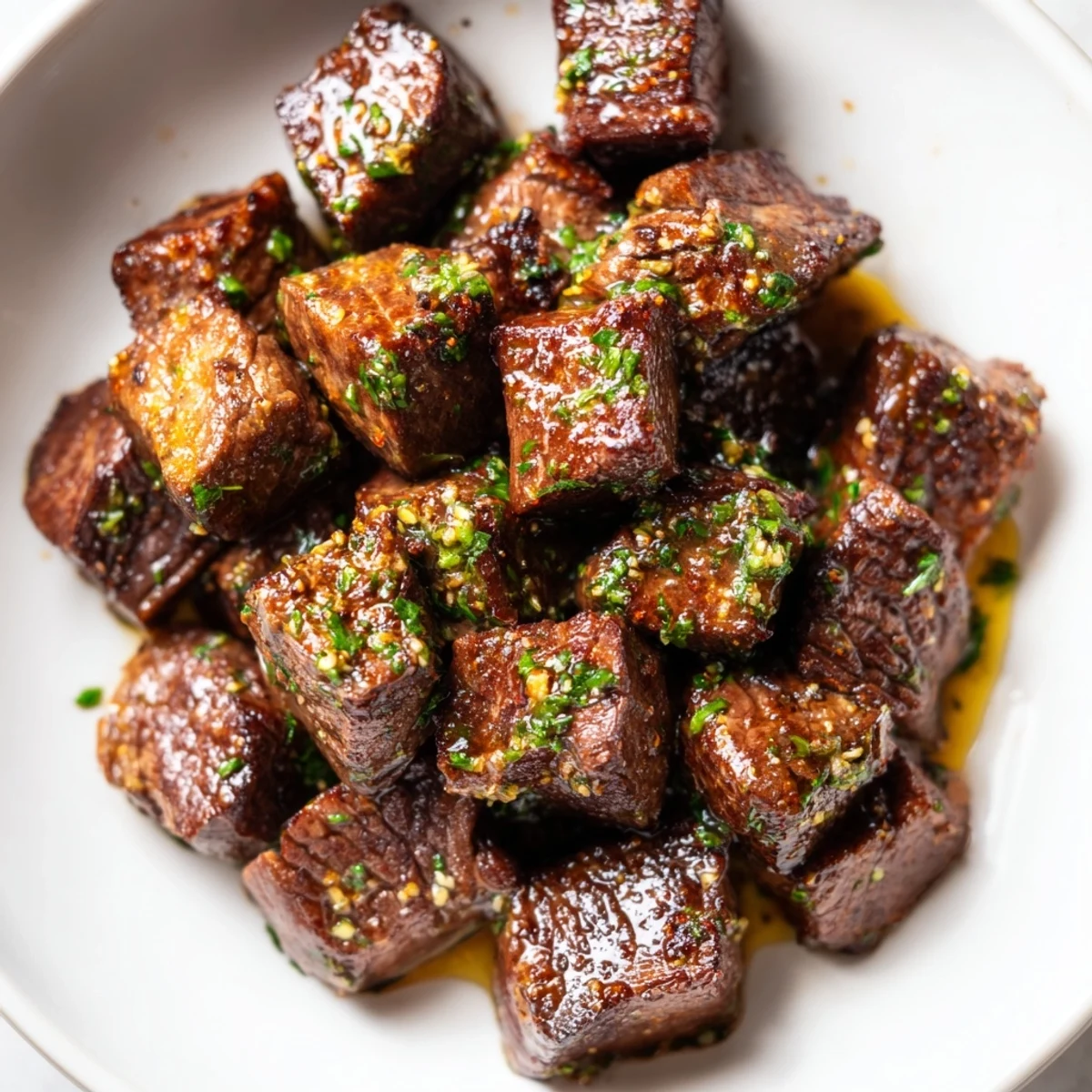 Weeknight Cowboy Butter Steak Bites Recipe: tender cubes finished with lemony herb butter
