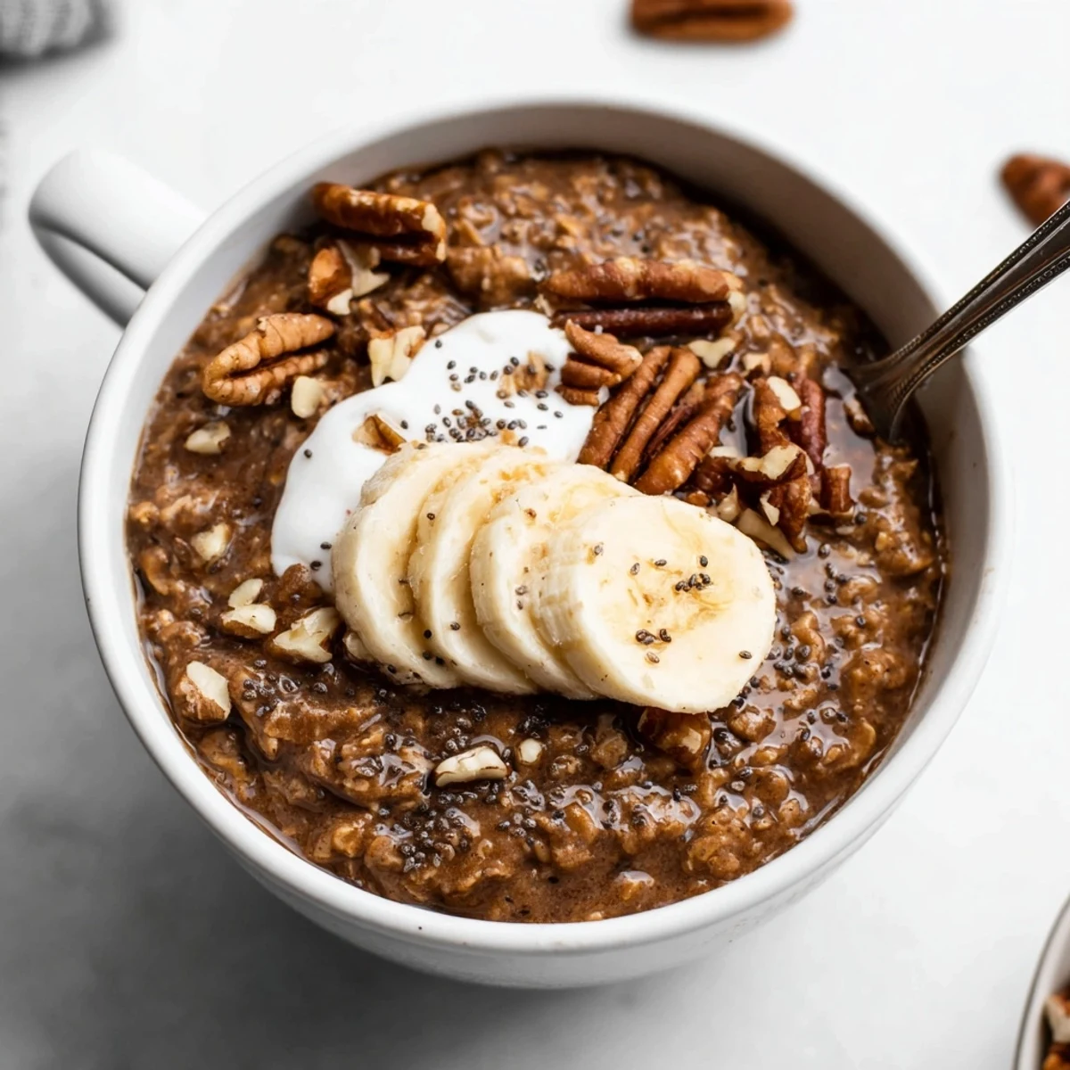 Creamy Brown Sugar Coffee Overnight Oats chilled in jar, ready for busy mornings