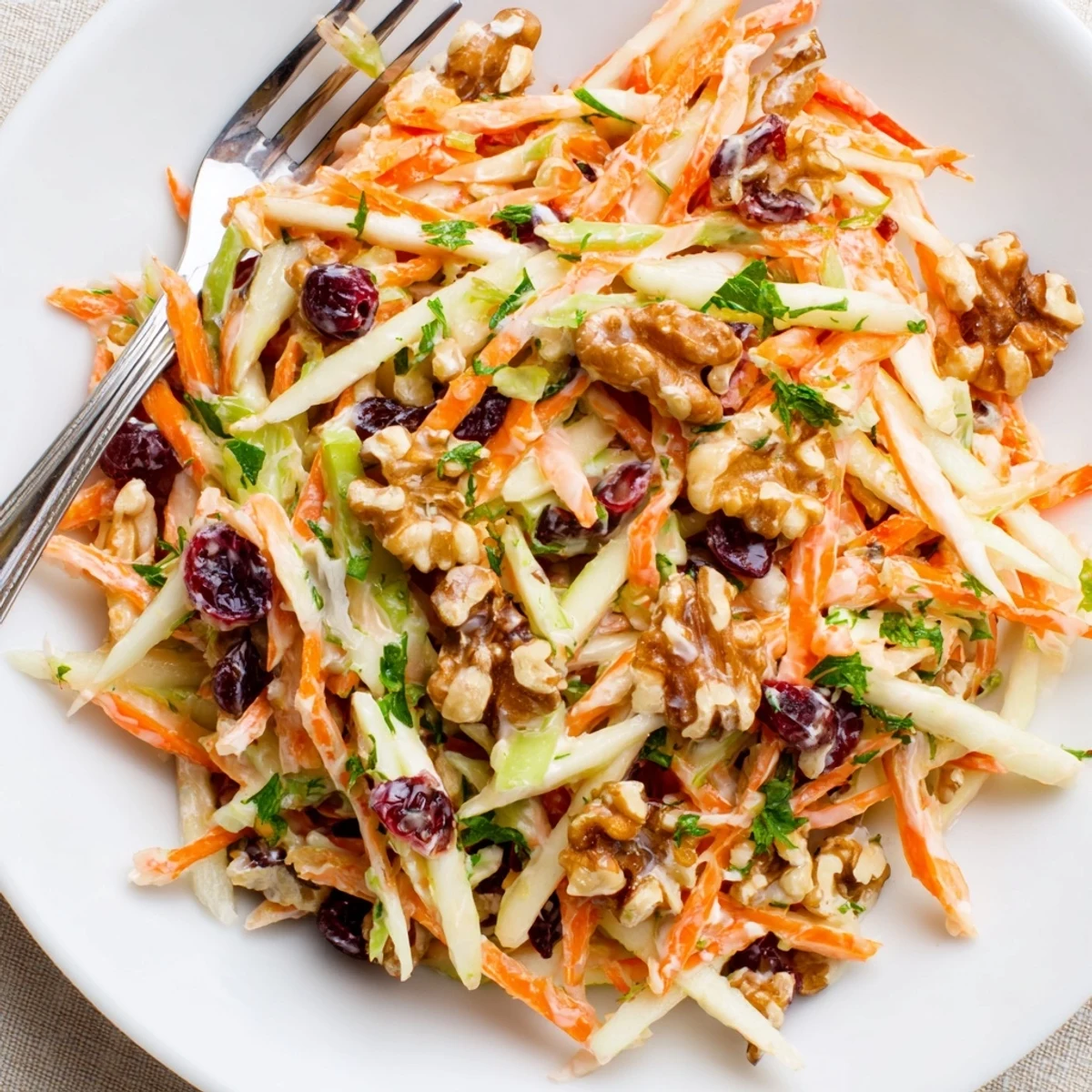 Crunchy Apple Carrot Salad With Creamy Citrus Dressing, crisp apples and carrots.