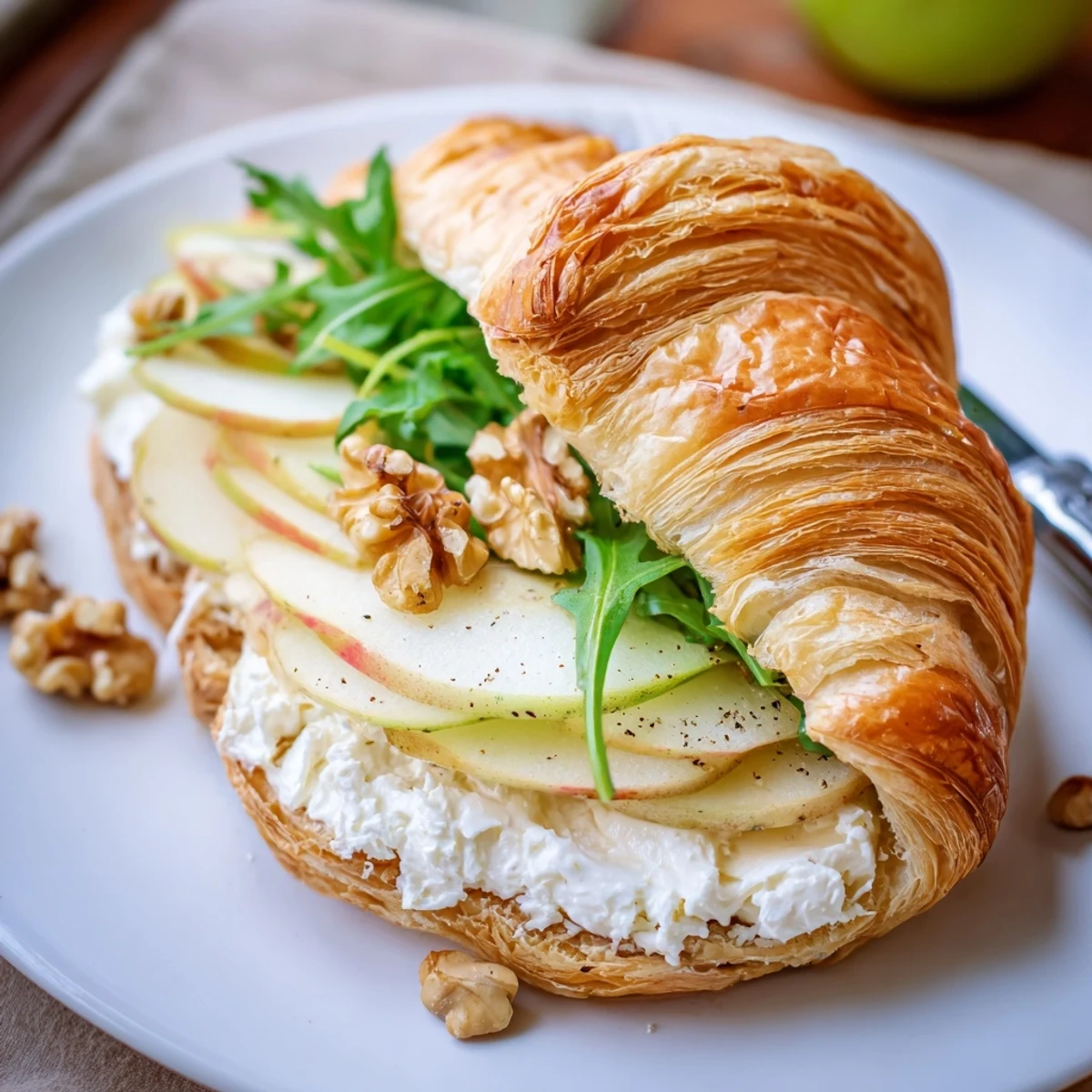 Apple Goat Cheese Croissant Sandwich with crisp Honeycrisp apples and buttery, flaky croissant.
