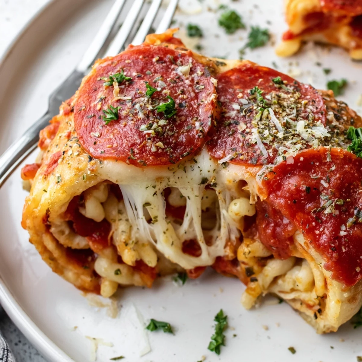 Plate of Homemade Pizza Rolls brushed with garlic butter, sprinkled fresh parsley