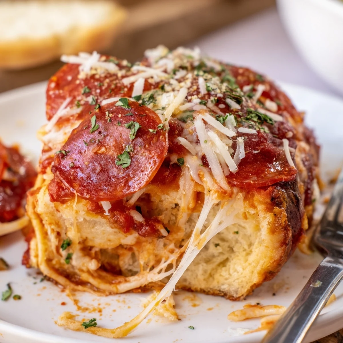 Homemade Pizza Rolls steaming, golden crust with gooey cheese and marinara