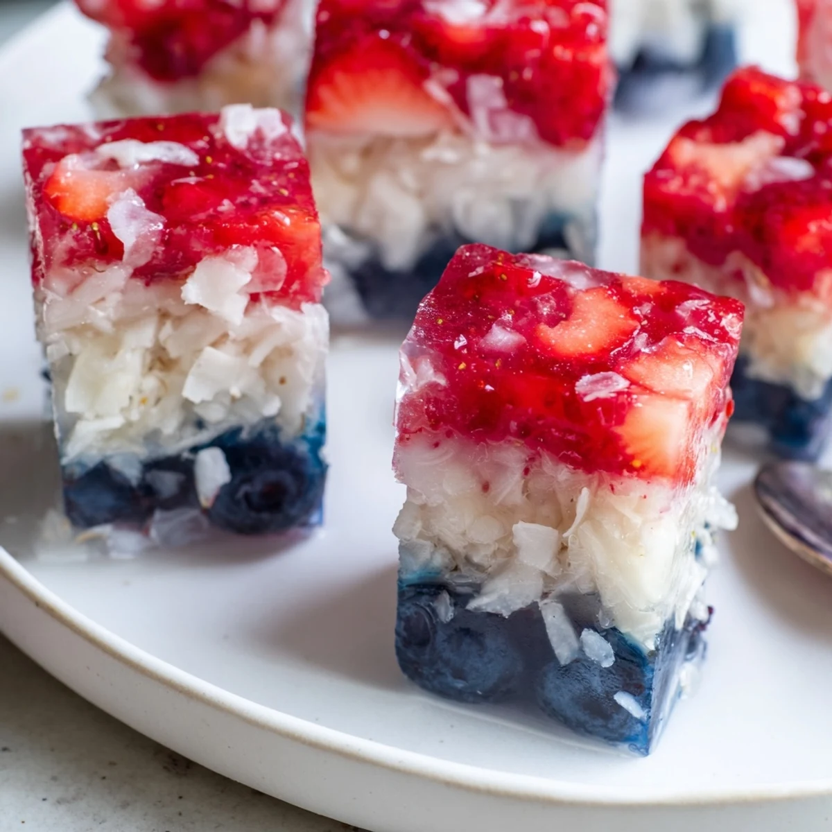 Red White And Blue Ice Cubes Recipe chilling in tray, vivid fruit layers.