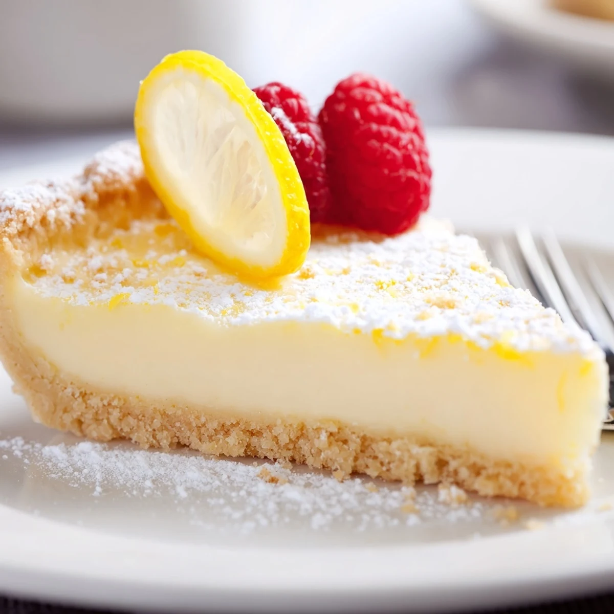 Warm from oven, Creamy Lemon Tart Recipe sliced, served with sparkling wine.