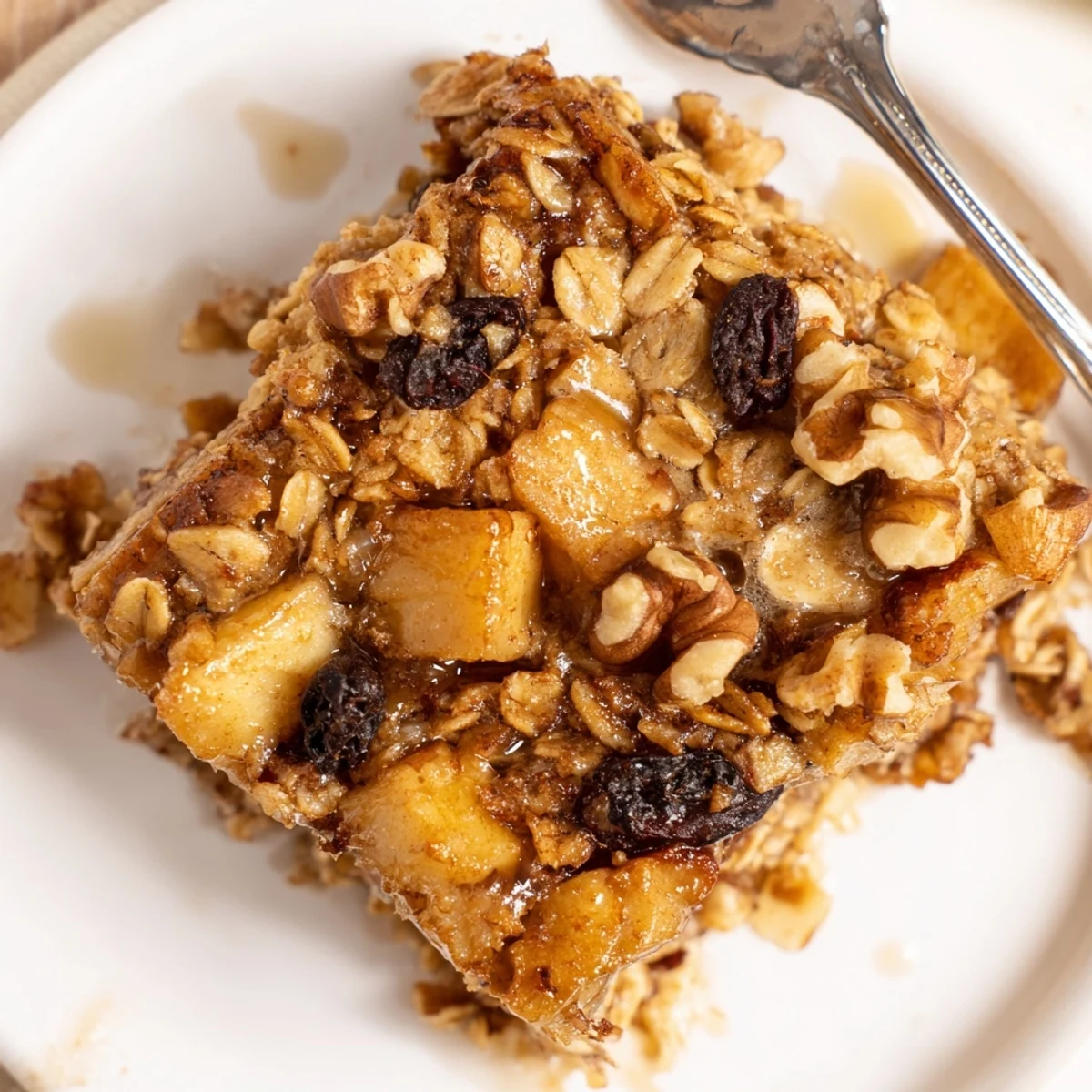 Warm, cinnamon-scented Delicious Apple Cinnamon Oatmeal Bake Recipe For Mornings, sliced.