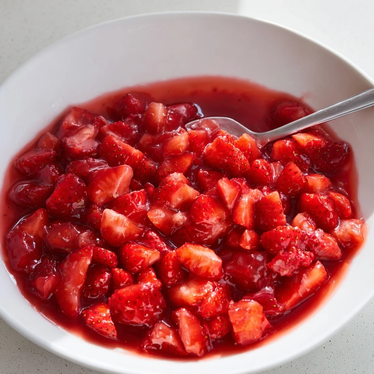Rustic slice with Strawberry Cake Filling Recipe layered between fluffy vanilla cake