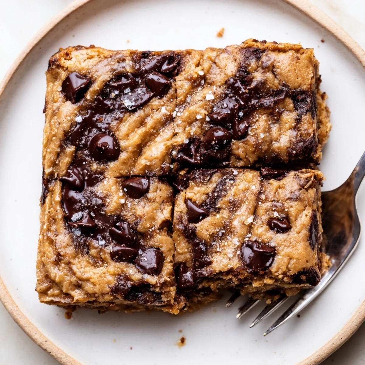 Flourless Peanut Butter Banana bars cooling on parchment, warm peanut aroma  