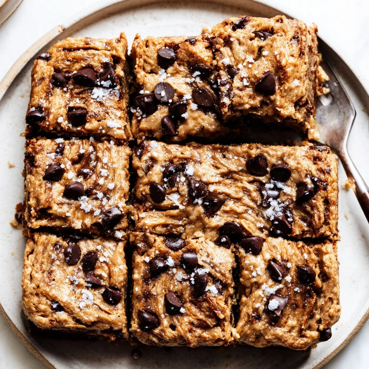 Slice of Flourless Peanut Butter Banana served with coffee, gooey banana center  
