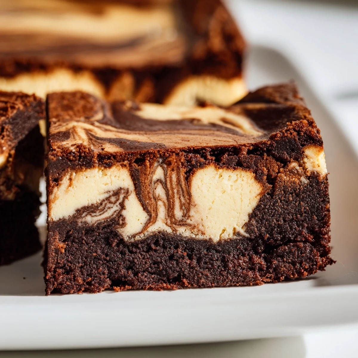Marbled sourdough cheesecake brownie bars featuring rich chocolate and tangy cream cheese swirls