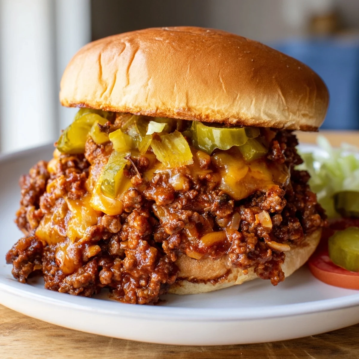 Melted cheddar and crispy beef overflow a toasted bun in these smash burger sloppy joes